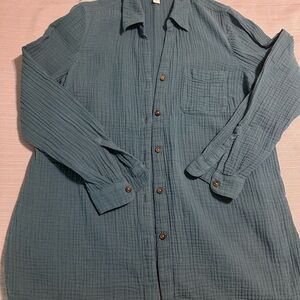 Womans Slate Blue Lightweight Button-Up Jacket